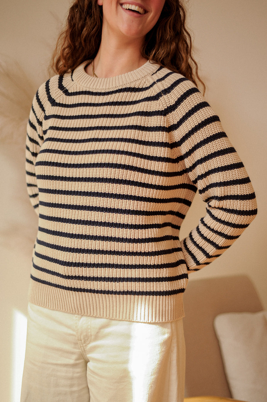 New With Tags Demylee New York Navy and Tan Striped Knit *Retails 220*
