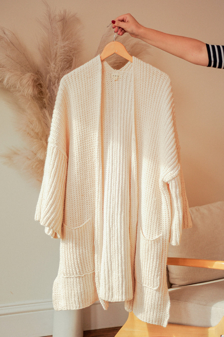 POL Long Cream Cardigan
