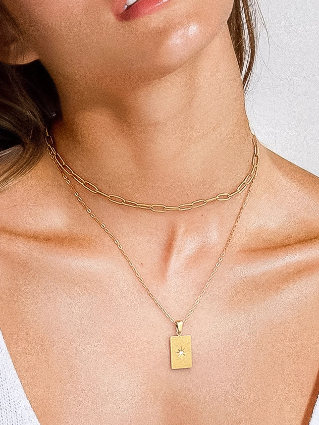 Gabin 18K Gold Non-Tarnish Layered Astro Chain Necklace