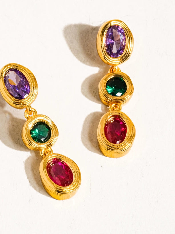 Brunwyn 18K Gold Multi Stone Drop Earring
