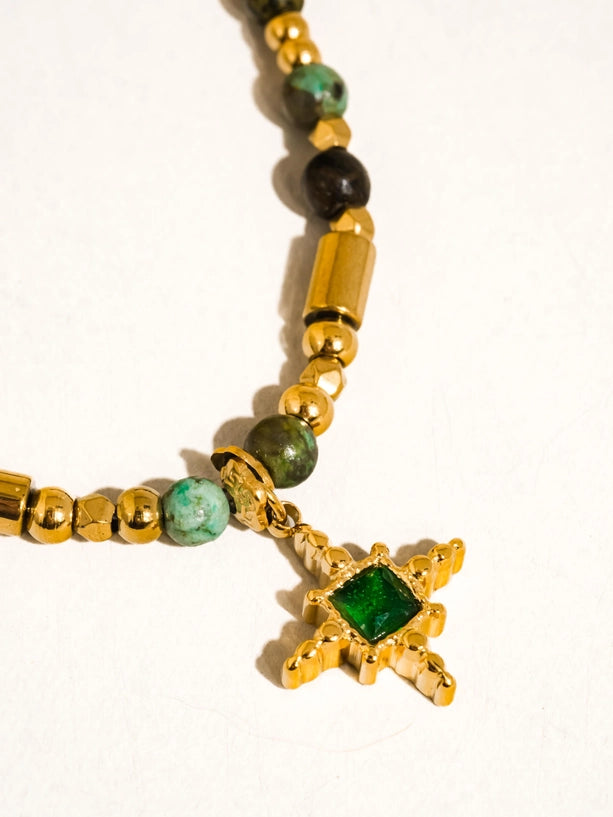 Irie 18K Non-Tarnish Beaded Green Gemstones Necklace