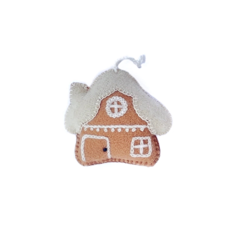 Gingerbread House Embroidered Wool Christmas Ornament