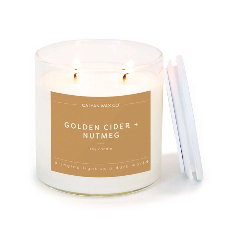 Golden Cider + Nutmeg - Clear Glass Tumbler Soy Candle