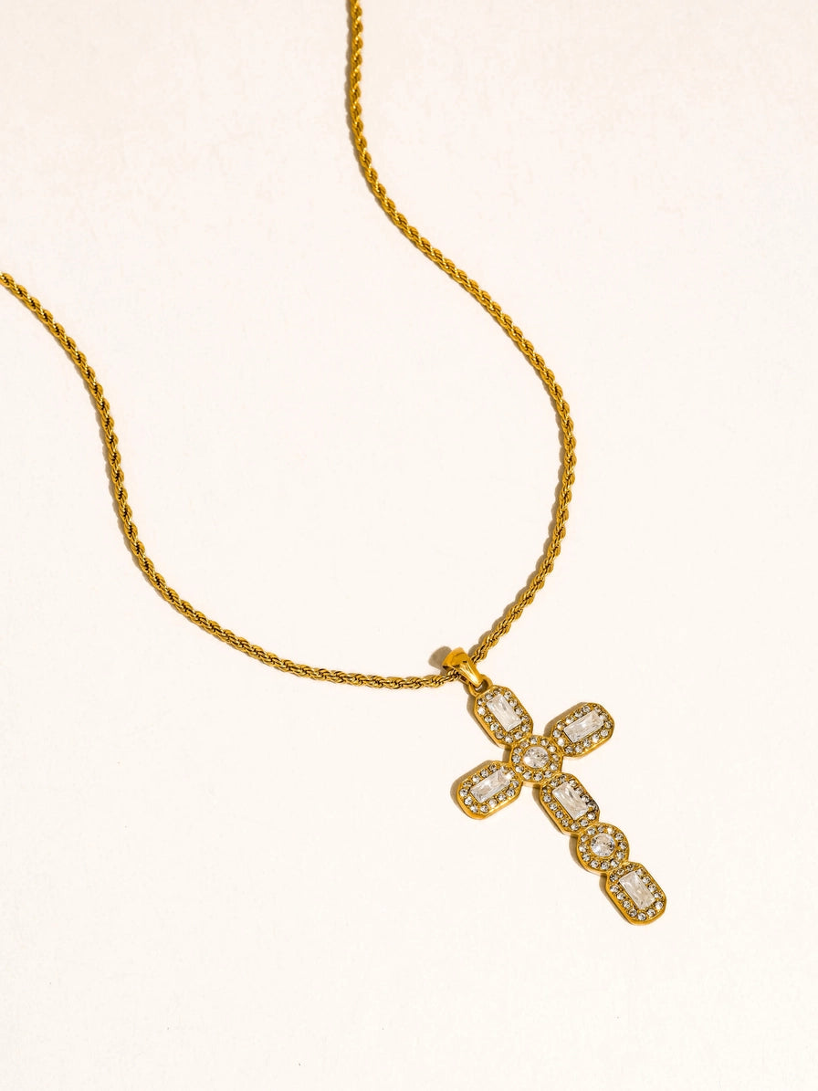 Belrose 18K Gold Non-Tarnish Cross Necklace