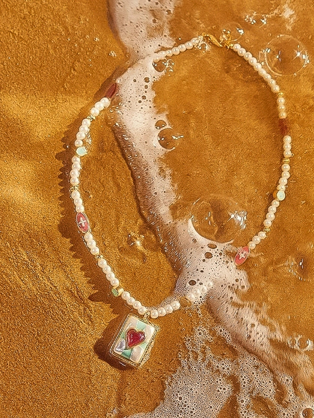 Clementine 18K Gold Vintage Pearl Heart Necklace