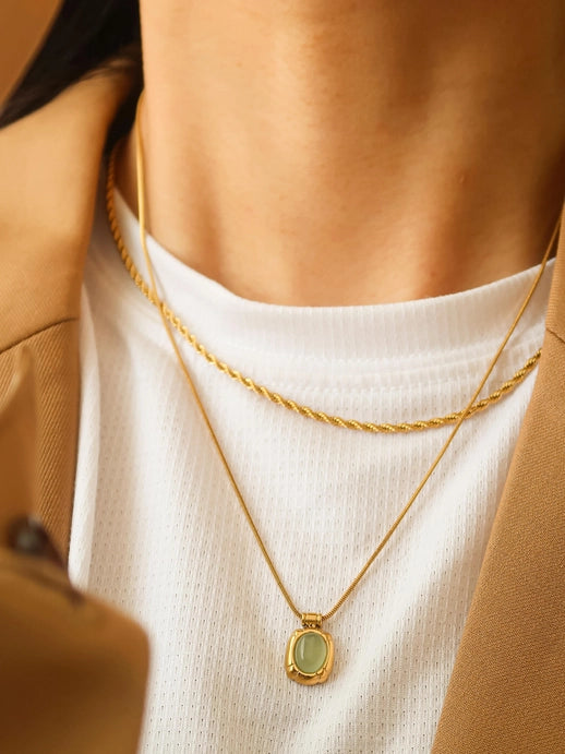 Dax 18K Gold Non-Tarnish Natural Stone Necklace | Assorted