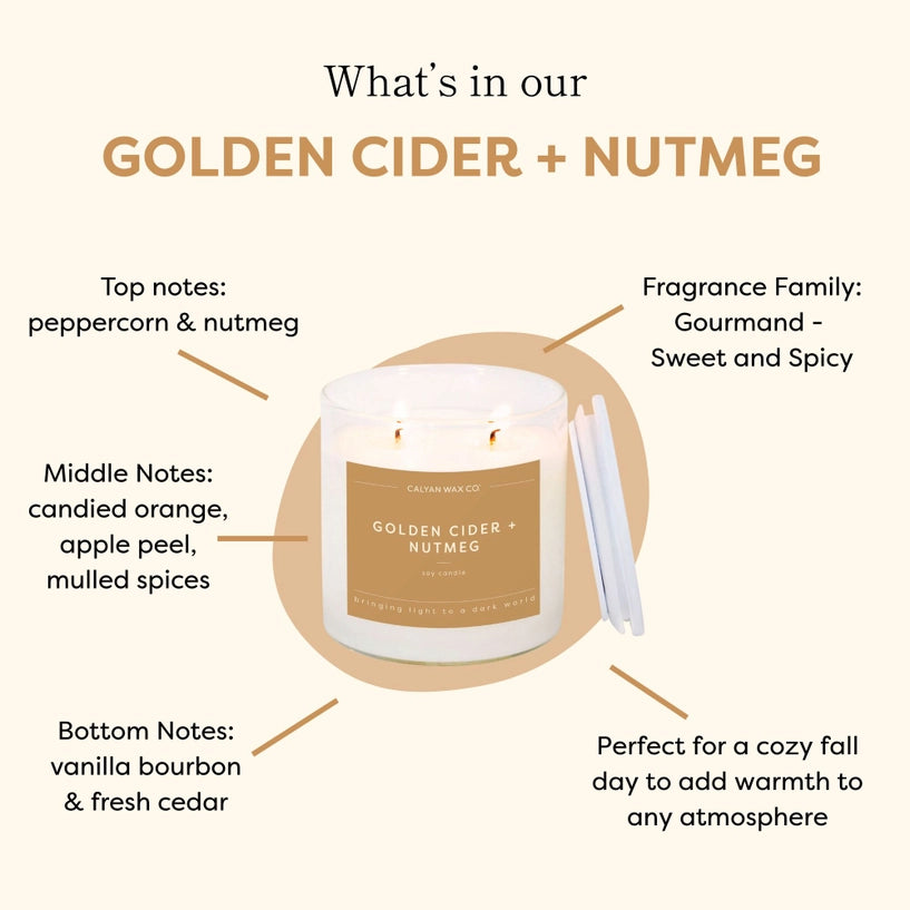 Golden Cider + Nutmeg - Clear Glass Tumbler Soy Candle