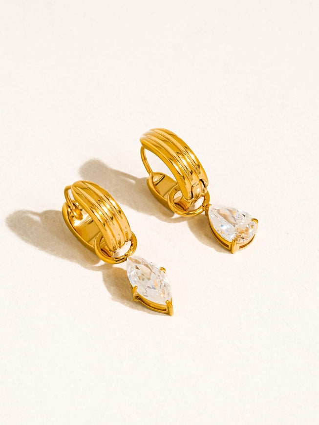 Saffron 18K Gold Non-Tarnish Teardrop Mismatch Earrings