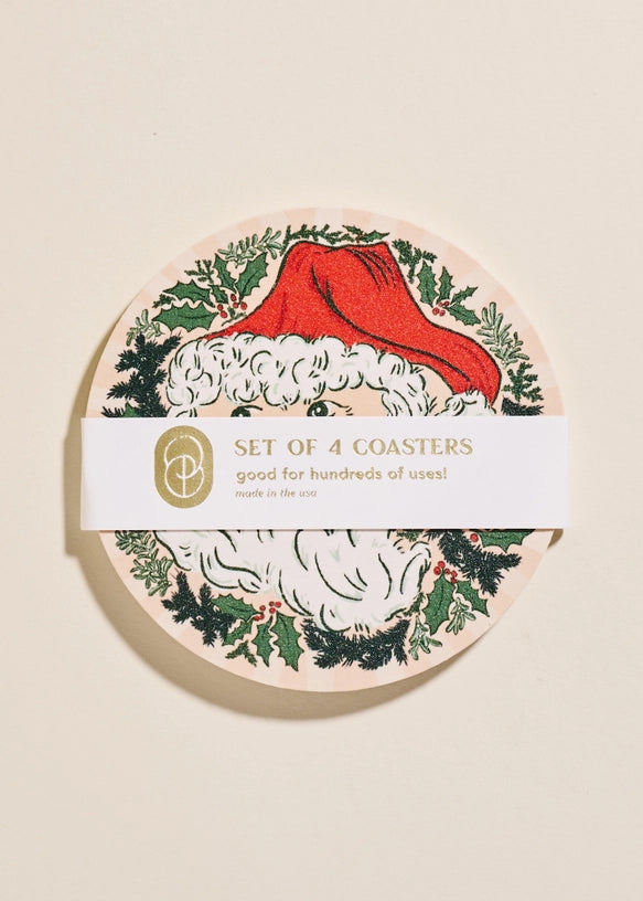 Jolly Santa Coasters | Set of 4