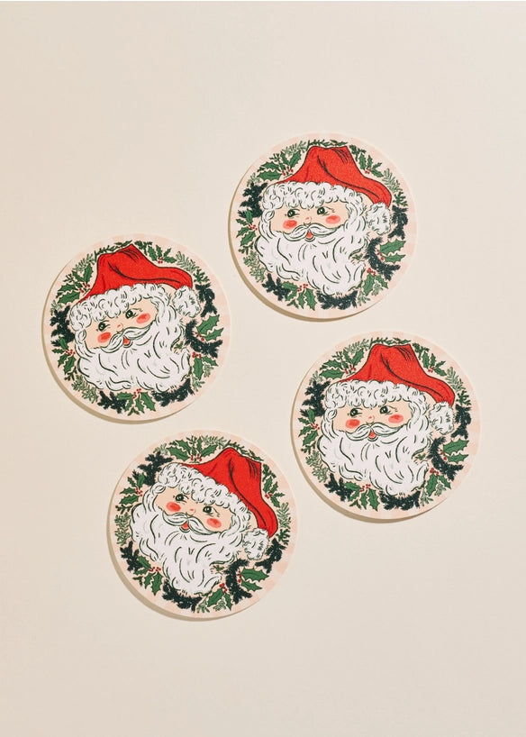 Jolly Santa Coasters | Set of 4