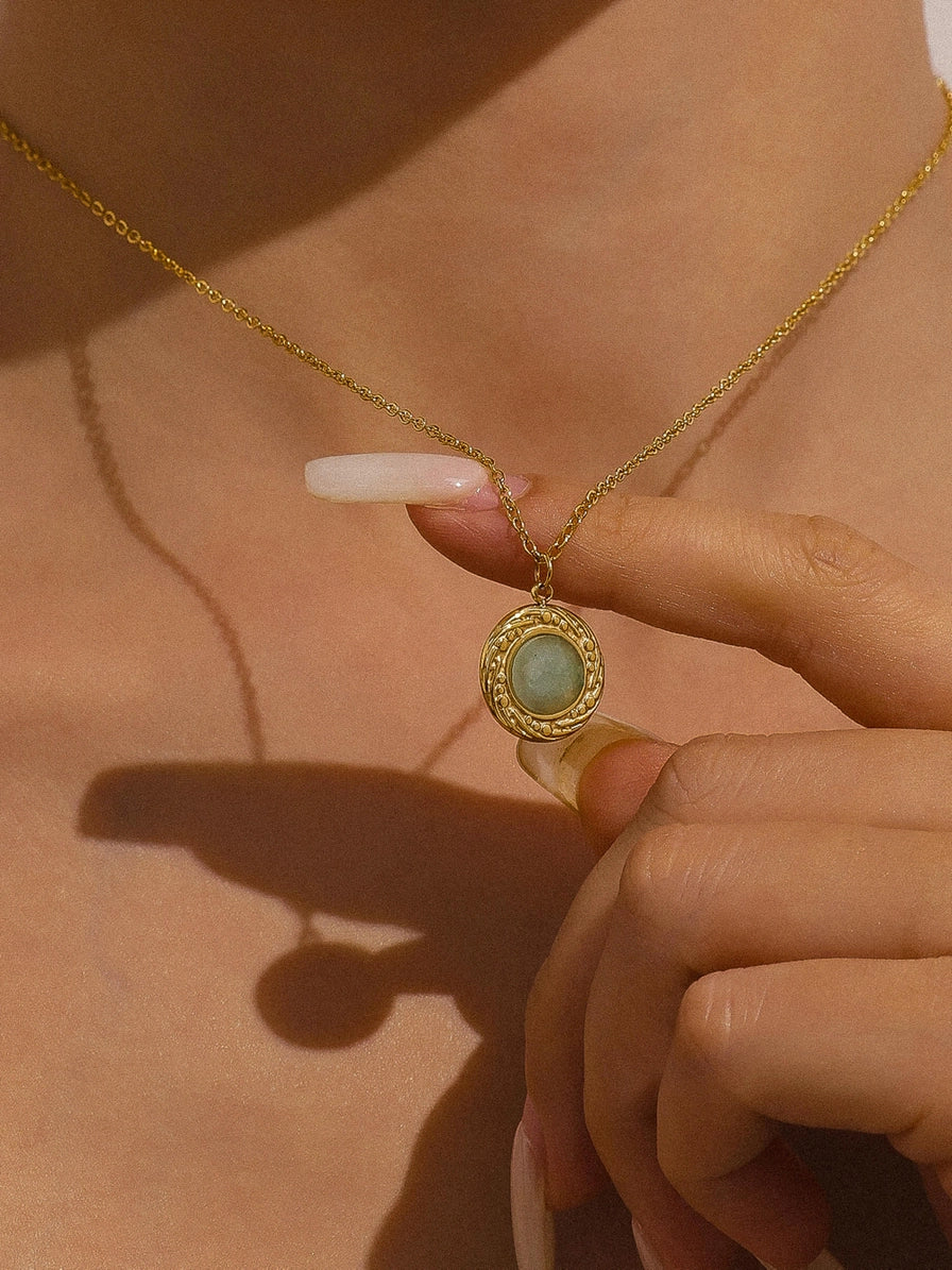 Enric 18K Gold Non-Tarnish Natural Stone Necklace