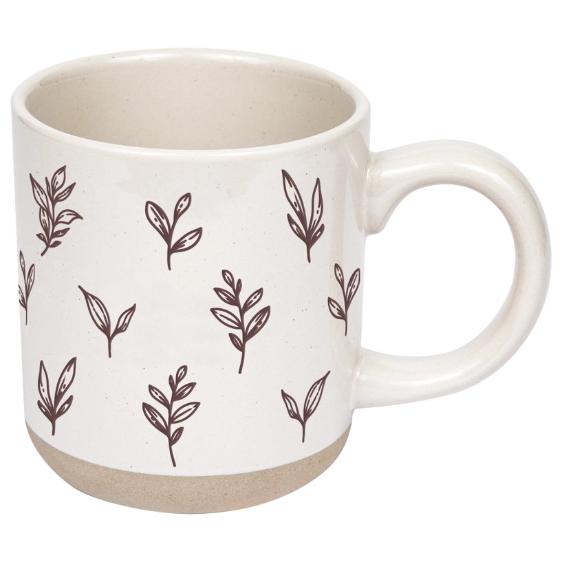 Brown Leaves Stoneware Coffee Mug