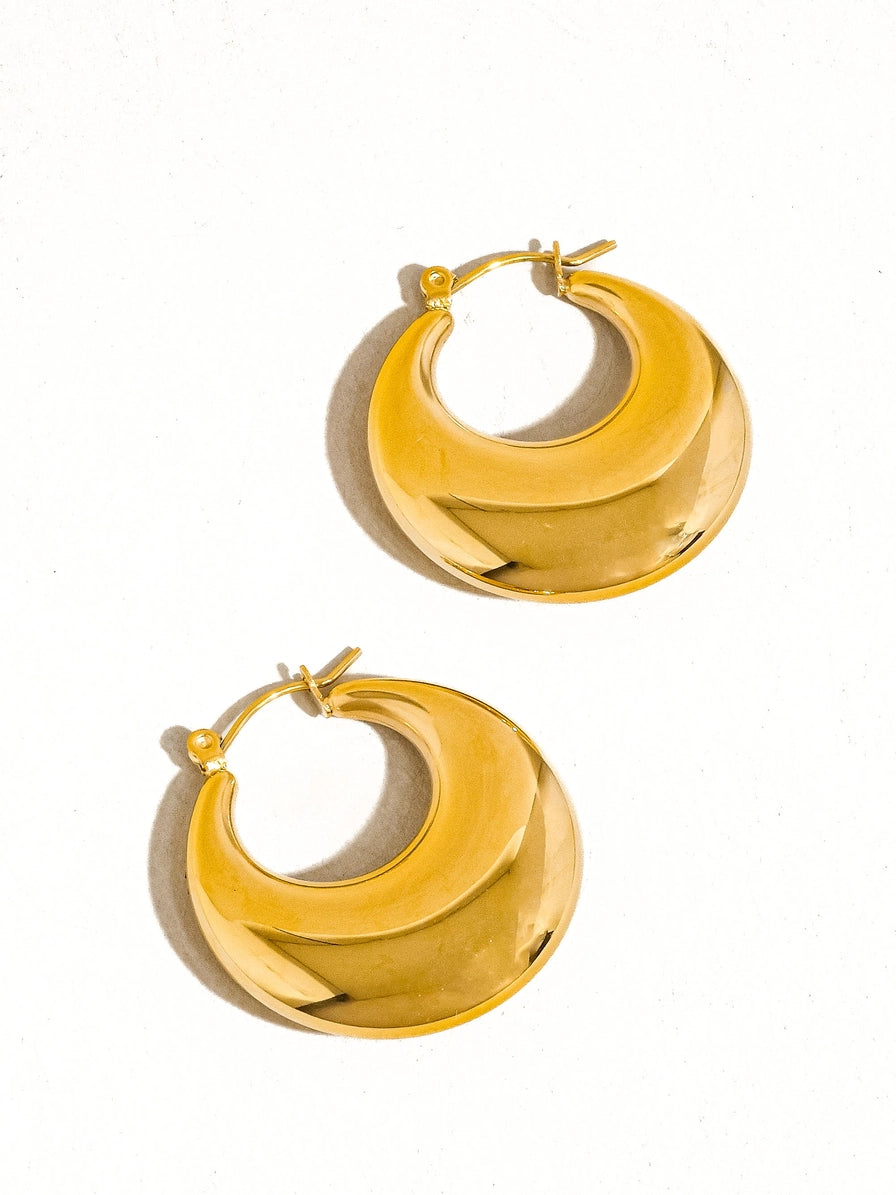 Catherine Non-Tarnish Classic Round Gold Hoop Earring