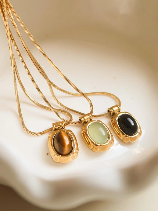 Dax 18K Gold Non-Tarnish Natural Stone Necklace | Assorted