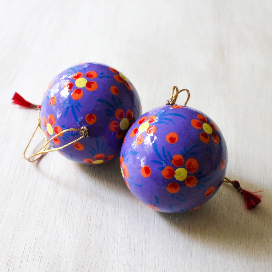 Paper Mache Ball Ornaments | Assorted