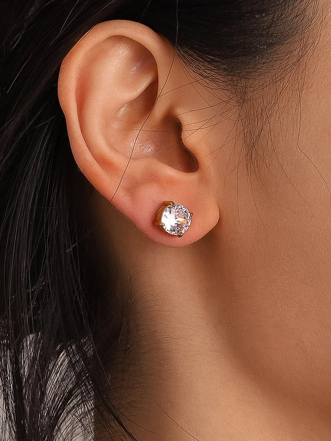 Avenn 18K Gold Non-Tarnish Round Flat Back Earrings