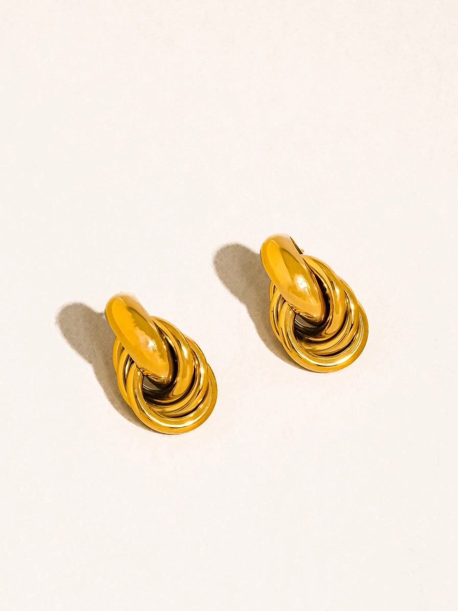 Rosavine 18K Gold Non-Tarnish Knot Hoop Earrings