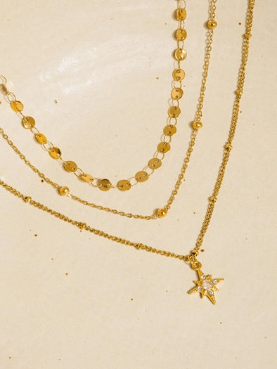 Pascal 18K Non-Tarnish Layered Star Necklace