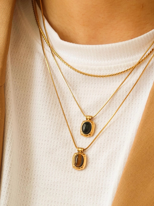 Dax 18K Gold Non-Tarnish Natural Stone Necklace | Assorted