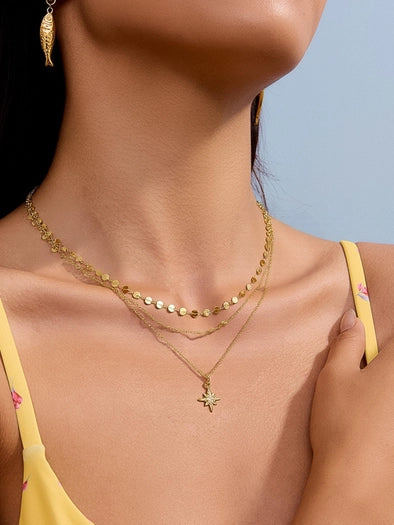 Pascal 18K Non-Tarnish Layered Star Necklace