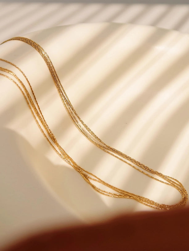 Palisse 18K Gold Non-Tarnish Layered Dainty Chain Necklace