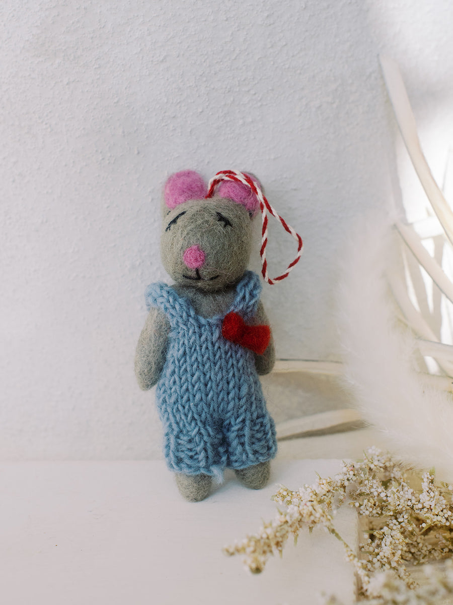 Alex the Dancer Mouse Holiday Eco Wool Ornament