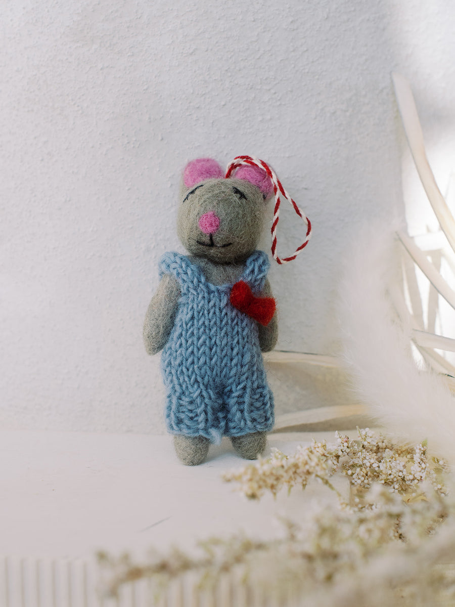 Alex the Dancer Mouse Holiday Eco Wool Ornament