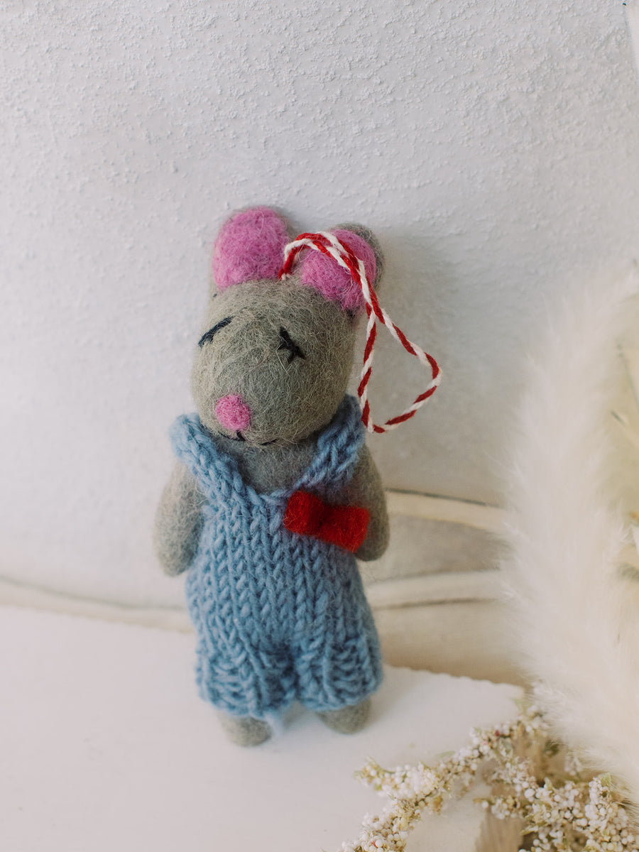 Alex the Dancer Mouse Holiday Eco Wool Ornament