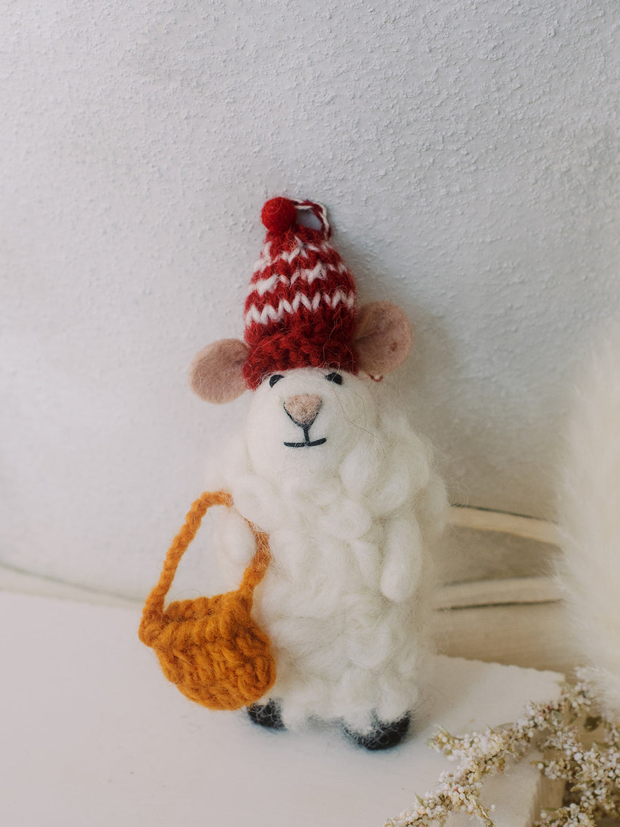 Sheepy Mouse Holiday Eco Wool Ornament