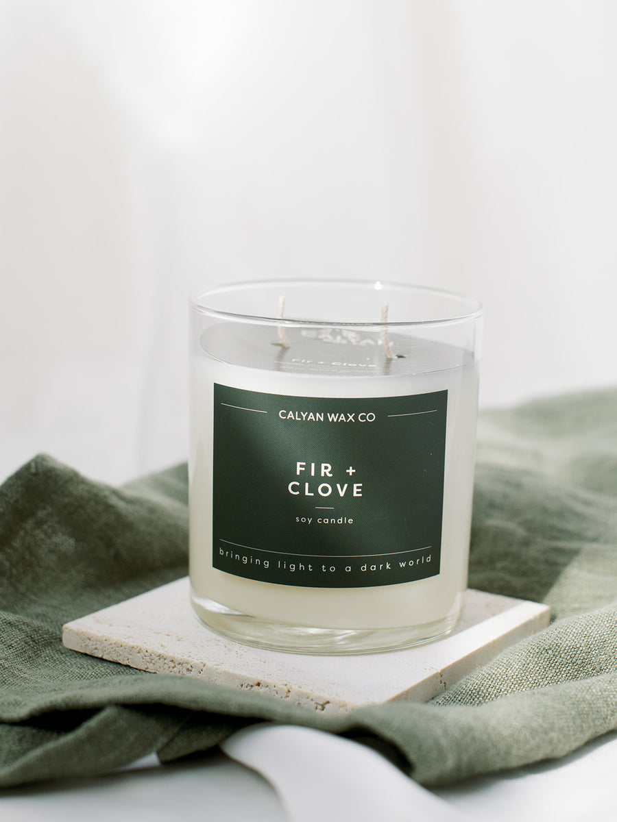 Fir + Clove Glass Tumbler Soy Candle